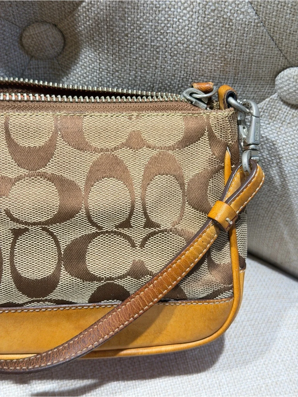 Coach Y2K Hampton Mini Signature Wristlet Brown Canvas Leather Pochette Bag 2004 - Picture 8 of 16